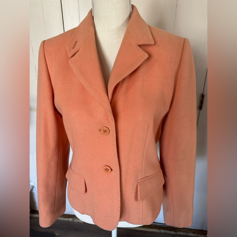 Harve Benard Holtan Orange Creamsicle Blazer Wool Size 8 - Picture 2 of 9